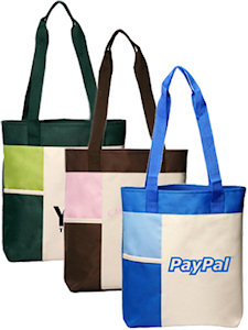 Tote Bags: Two Tone Pocket Tote Bags